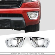 Chrome ABS Front Fog Light Lamp Cover Trim Frame Bezels For 14-18 Chevy Colorado