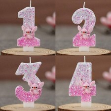 Happy Birthday Candle Numbered Numbers Pink Angel Stitch Glitter & Bow 1 - 6