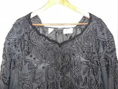 VTG GUNIT Fashions Beaded Cocktail Party Evening Dress No Size Paisley Pattern - Picture 2 of 18