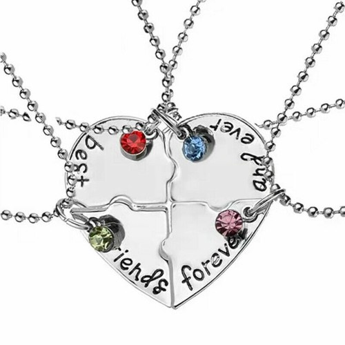 4 piezas Best Friends Forever Collar Amistad BFF Cristal Corazón Roto Roto | eBay