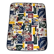 Vintage Looney Tunes Padded crib Blanket Comforter Bugs Taz Sylvester Sports