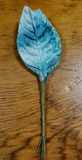 12 VINTAGE MILLINARY TURQUOISE VELVET LEAVES FREE SHIPPING