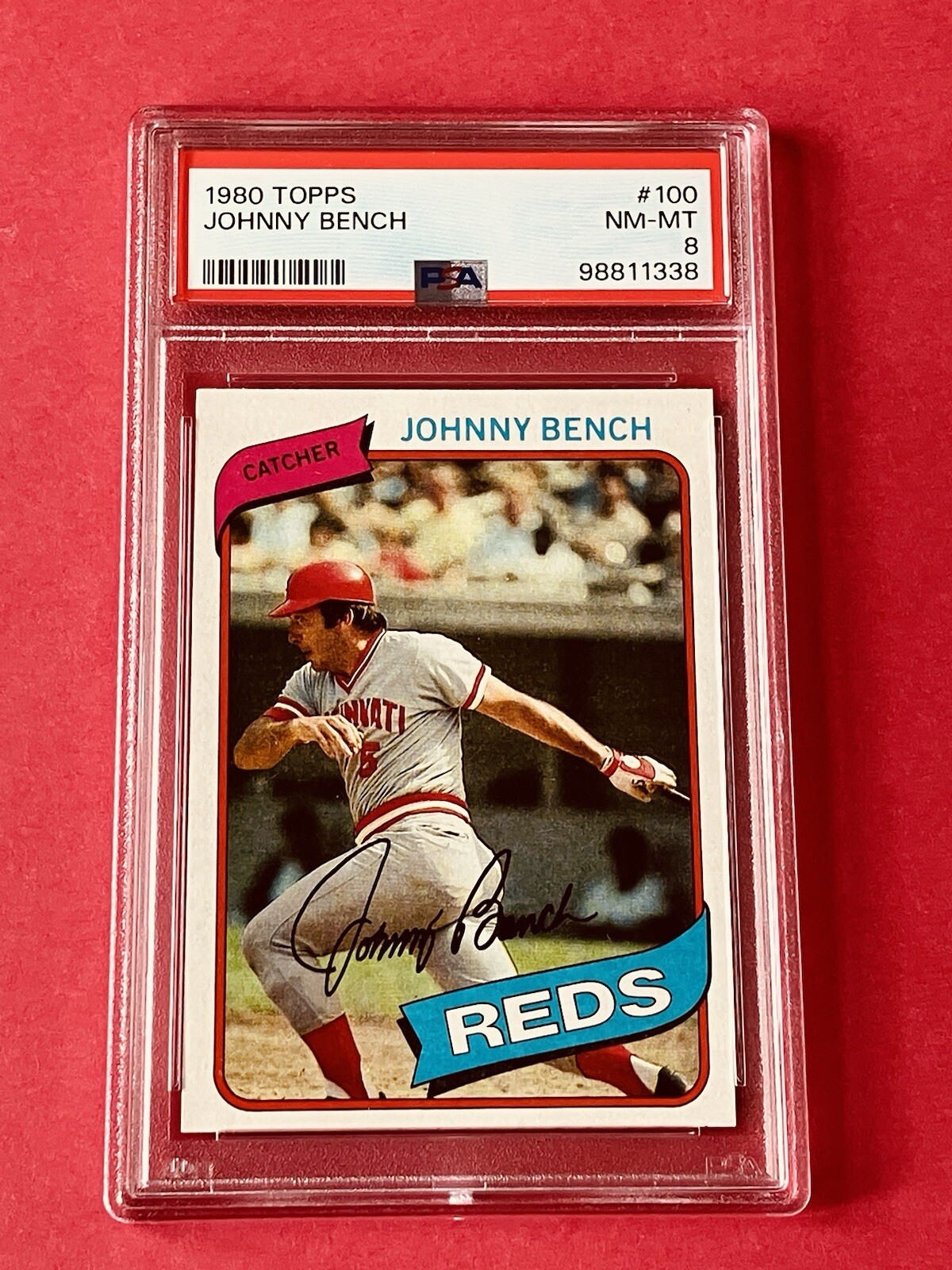 1980 Topps Johnny Bench #100 PSA 8 NM-MT Just Graded, Perfectly Centered