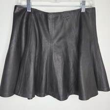 Minifalda POLO RALPH LAUREN de cuero de cordero negra forrada de seda cremallera lateral para mujer talla 6