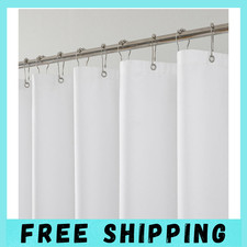 Fabric Shower Curtain Liner Solid White Hotel Quality Mildew Resistant Washable