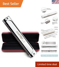 Tremolo Harmonica Key of C, 24 Holes Professional Tremolo Mouth Organ Harmoni...