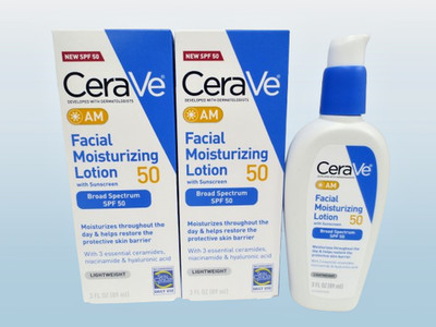 CERAVE AM FACIAL MOISTURIZING LOTION SPF 50 3 OZ BOXED EXP: 2027 LOT OF 2
