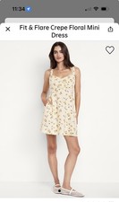 Old navy Fit And Flare Crepe Floral Mini Dress Yellow XL Tall