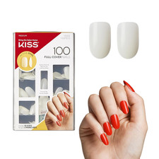 100 Full-Cover Nails, Press-On Nails, Nail Glue Included, 'Active Oval' Shape, C