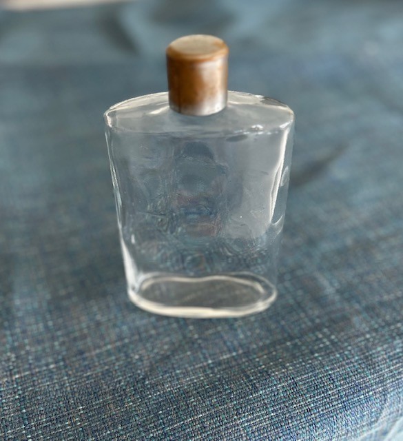 Vintage Clear Glass Pocket Hip Flask  Original Cap 6" Tall Free Shipping