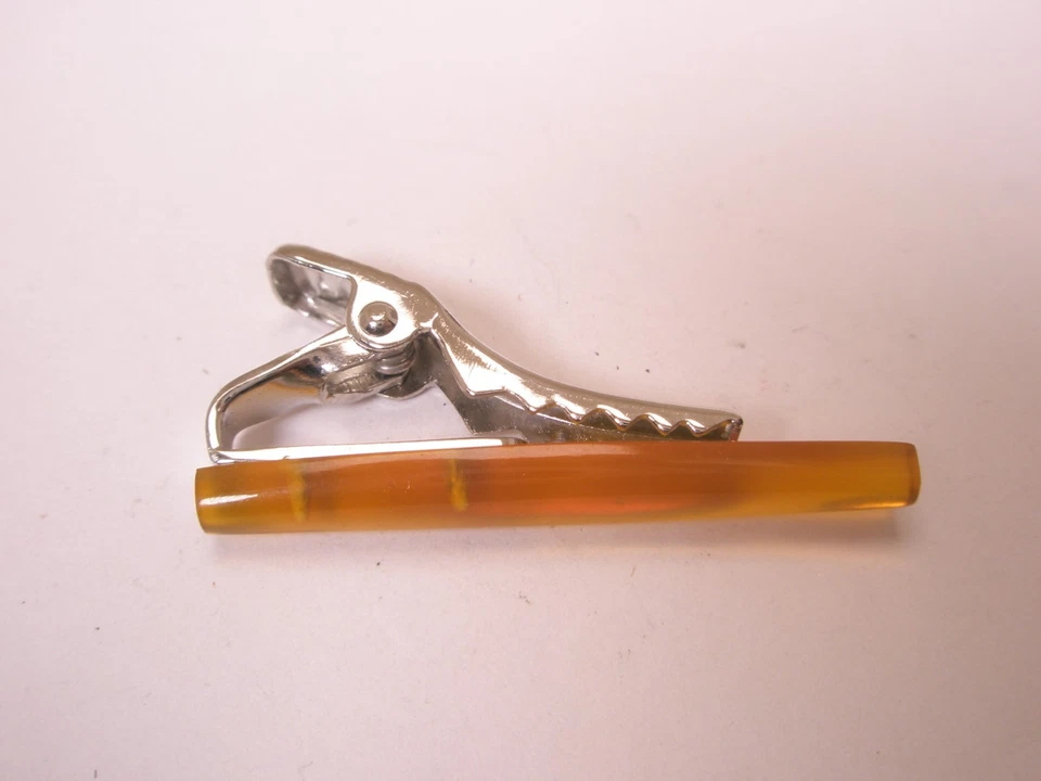 1-1/2" Cónico Ámbar Acrílico Diseño De Colección PEQUEÑO Barra de Corbata Clip Simple Liso Foto 4 de 4