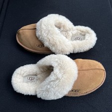 UGG Disquette Chestnut Shearling Leather Women  s Suede Slippers Size 6  