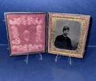 1/6th Plate Tintype Image Of Union Civil War Soldier, With 6th Corp Badge, Orig.