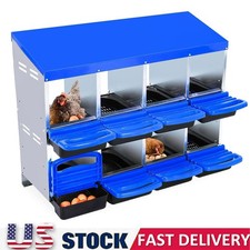 8 Holes Chicken Nesting Box Hen Coop Roll Away Nesting Box for Laying Egg BLUE