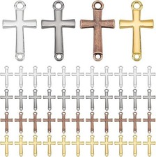 4 Cross Pendant Connectors Silver Gold Bronze Sideways Cross Charms Religious