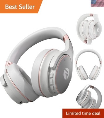 Active Noise Cancelling Wireless Headset - Stylish Rose Gold & 40H Battery Life