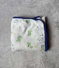 Carters Just One You Baby Blanket Dragon Terry Towel Blue Trim Swaddle 29"x29"