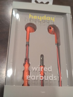 Heyday Wired Earbuds in Coral Orange 