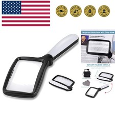 Folding Handheld Magnifying Glass with Light, 3X Large Rectangle Reading Magn...