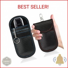 Hoiny 2 Pack Faraday Key Fob Protector, Premium Car RFID Signal Blocking Pouch,