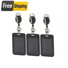 ID Card Holder Retractable Badge Reel Vertical Case Heavy Duty With Belt Clip US