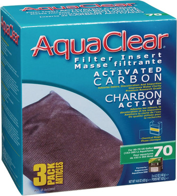 Aquaclear 70 Activated Carbon Inserts, Aquarium Filter Replacement Media, 3-Pack