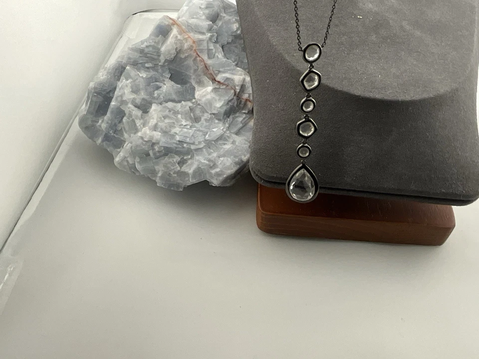 Signed IPPOLITA Lariat Necklace 6 Quartz Stones 1 W/ Small Diamonds Surround - Image 2 of 4