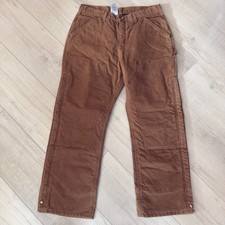 Carhartt Womens Carpenter Pants Size 14X30 Brown Quilted Duck Double Knee WB 194