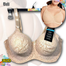 NWT Bali Women's 36DD Lace 'N Smooth Seamless Cup Underwire Bra DF3432 Nude