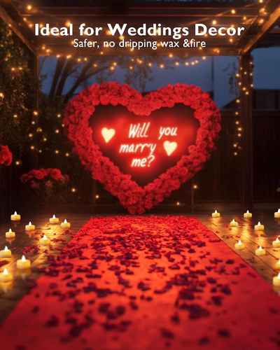 Rose Petals and Candles Set for Romantic Decorations Special Night, 2000 Pcs Red - Picture 5 of 12