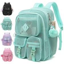 Green Semi Transparent Mesh Heavy Duty Backpack Girls Boys Sports Swim Travel