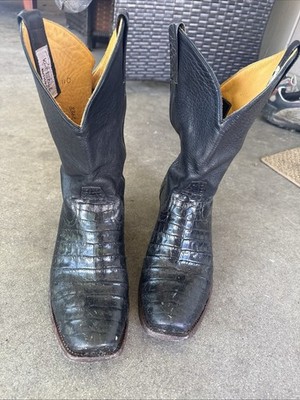 Vintage Rod Patrick Black Exotic Caiman Crocodile Cowboy Boots Men's Size 11 D