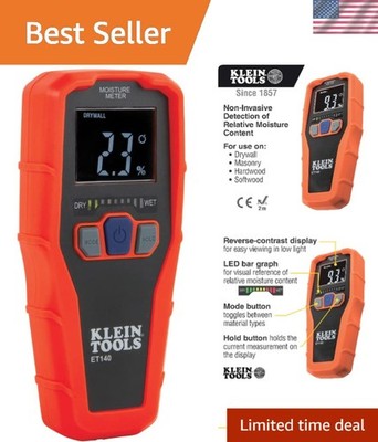 Professional-Grade Pinless Moisture Detector for Drywall & Masonry - 9V Included