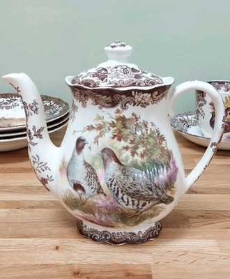 Vintage Royal Worcester Palissy Spiel Serie Kaffeekanne Spiel Vögel Enten Auerhuhn