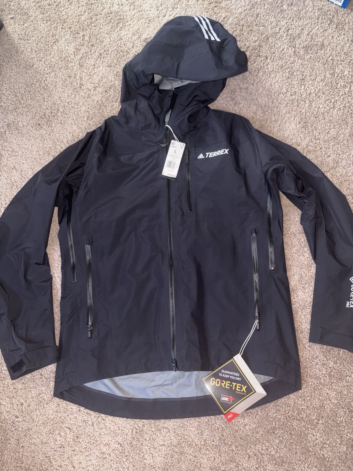Adidas Terrex TechRock GTX J GM4819 Gore-Tex Pro Mens Rain Jacket L MSRP $550