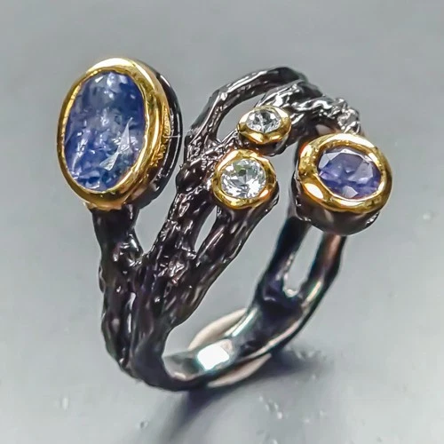 Vintage ring Natural Tanzanite Ring 925 Sterling Silver Size 6.5 /R456746