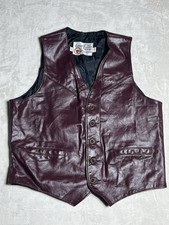 Vtg Sears The Leather Shop Brown Leather Vest Men s 42 Western Cowboy made USA