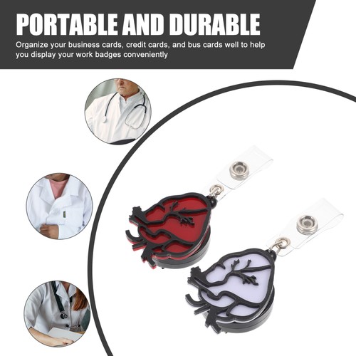 2 Pezzi Fibbia a Forma di Cuore Facile da Tirare Infermiera Badge Bobine Porta Clip - Foto 4 di 12