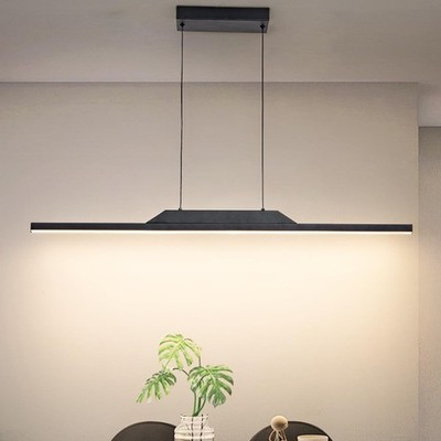New Modern LED Linear Chandelier Black Metal LED Pendant Light 3000K Fast Ship