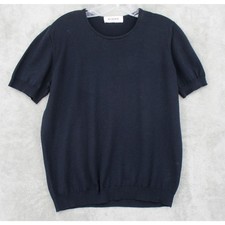 Suéter Rodier Mujer Mediano Lana Azul Marino Manga Abullonada Pullover Silencioso Lujo
