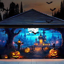 Halloween Garage Door Banner 7 X 16 Ft Extra Large Spooky Backdrop Door Cover