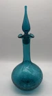 New ListingBlenko Wayne Husted Turquoise Crackle Glass Genie Bottle With Flame Stopper MCM