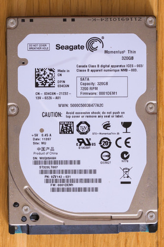 SATA Hard Drive 2.5" Seagate Momentus Thin 320GB 7200RPM - Working