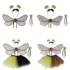 Kids And Adults Antenna Headband Cosplay Tutu Skirt Dance Bee Wings Comfortable
