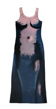 SHEIN Size S US4 Blue Pink Polyester Spandex Trompe L'oeil Body Print Maxi Dress