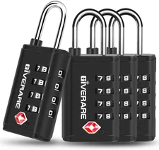 4-Pack TSA Approved Luggage Locks 4-Digit Combo, Open Alert Indicator, Black Set