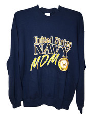 Vintage US Navy Mom Sweatshirt Womens XL Extra Large Blue MJ Soffe Made in USA