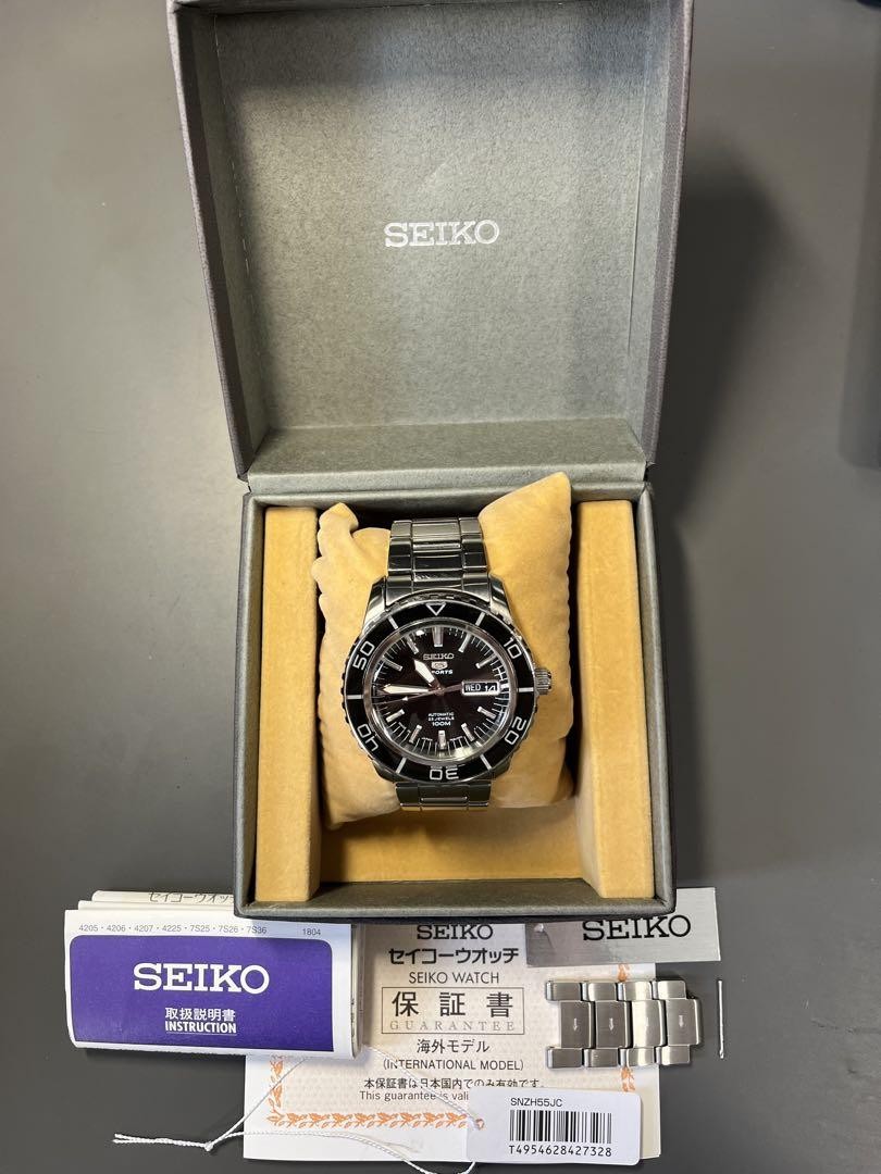 セイコー スポーツ 自動巻き 腕時計 100m防水 SNZH55JC 美品 Seiko 5 Sports SNZH55JC Automatic Watch Men 42mm Water