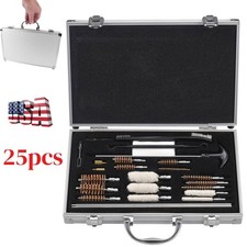 25pcs Universal Gun Cleaning Kit Handgun Rifle Pistol Shotgun Firearm w/Case