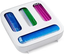 Storabag Food Bag Dispenser, Family Size 4-Slot, Plastic Sandwich Bags Drawer Or